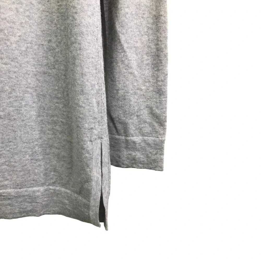 Tory Burch Sweater Womens XS Grey Embellished Split Neck Tunic Crystal Stud Knit